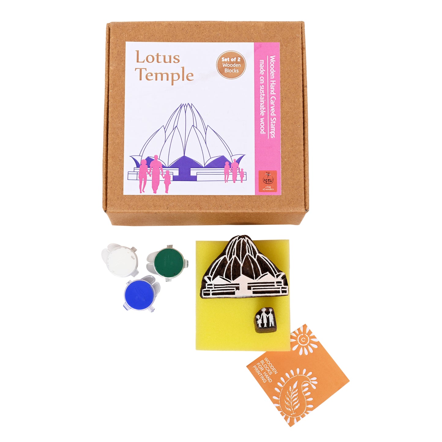 DIY Wooden Block Printing Set Lotus Temple