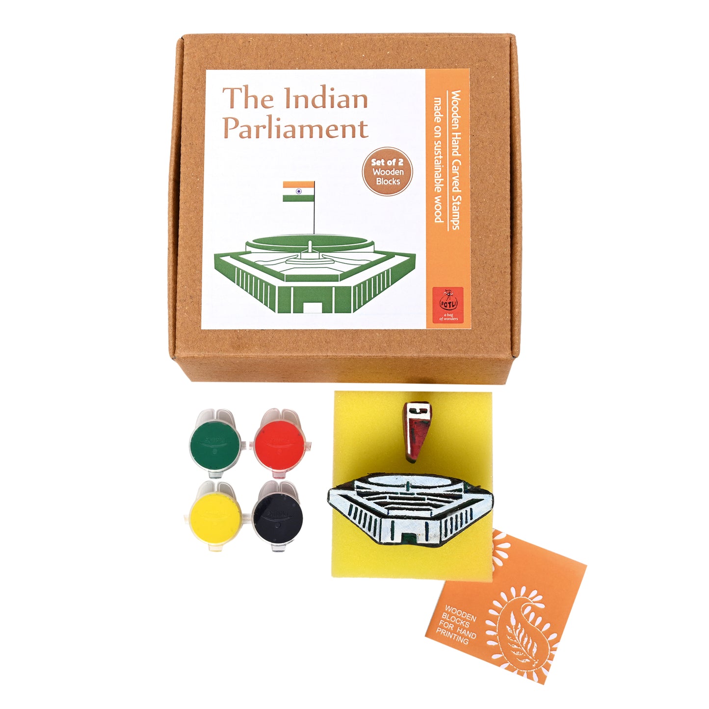 DIY Wooden Block Printing Set New Parliament of India