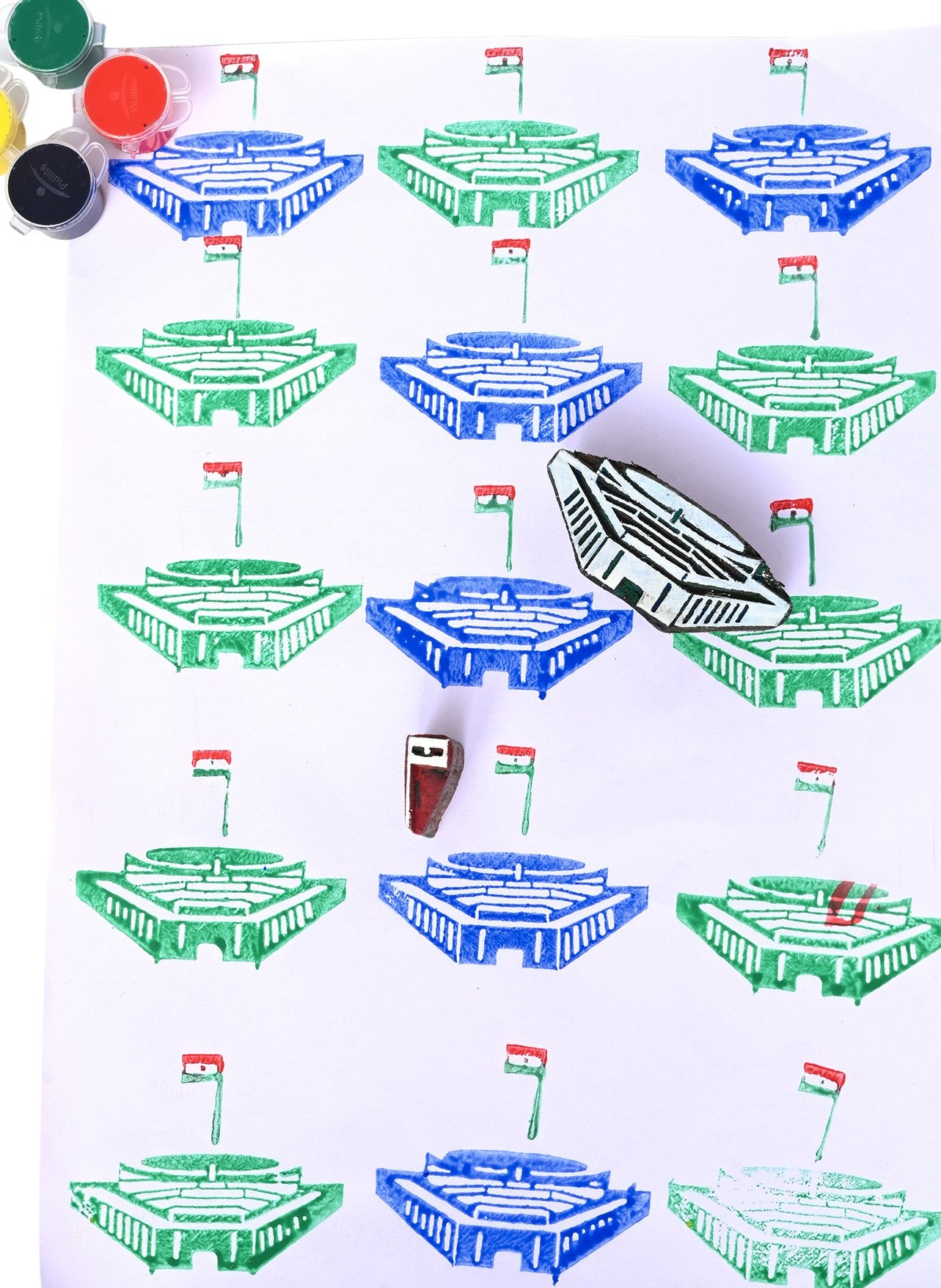 DIY Wooden Block Printing Set New Parliament of India
