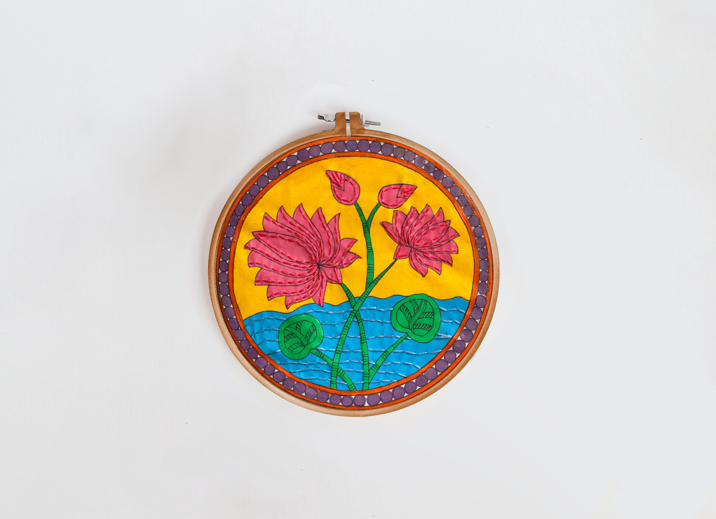 DIY Wall Art Fabric Painting kit Madhubani Lotus Flower अब्ज़ का फूल