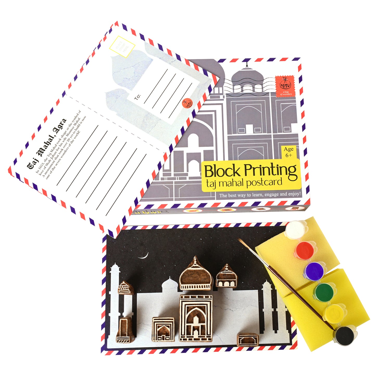 DIY Wooden Block Printing Craft kit Monuments of India - Taj Mahal