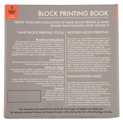 DIY Wooden Block Printing Craft kit Print your own Panchtantra Story book Turtle & hare