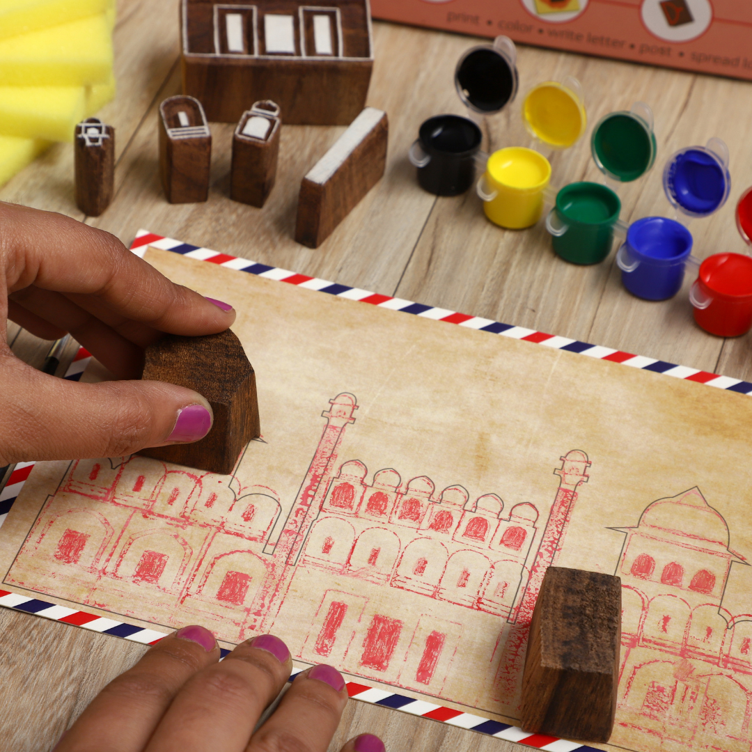 DIY Wooden Block Printing Craft kit Monuments of India - Red Fort