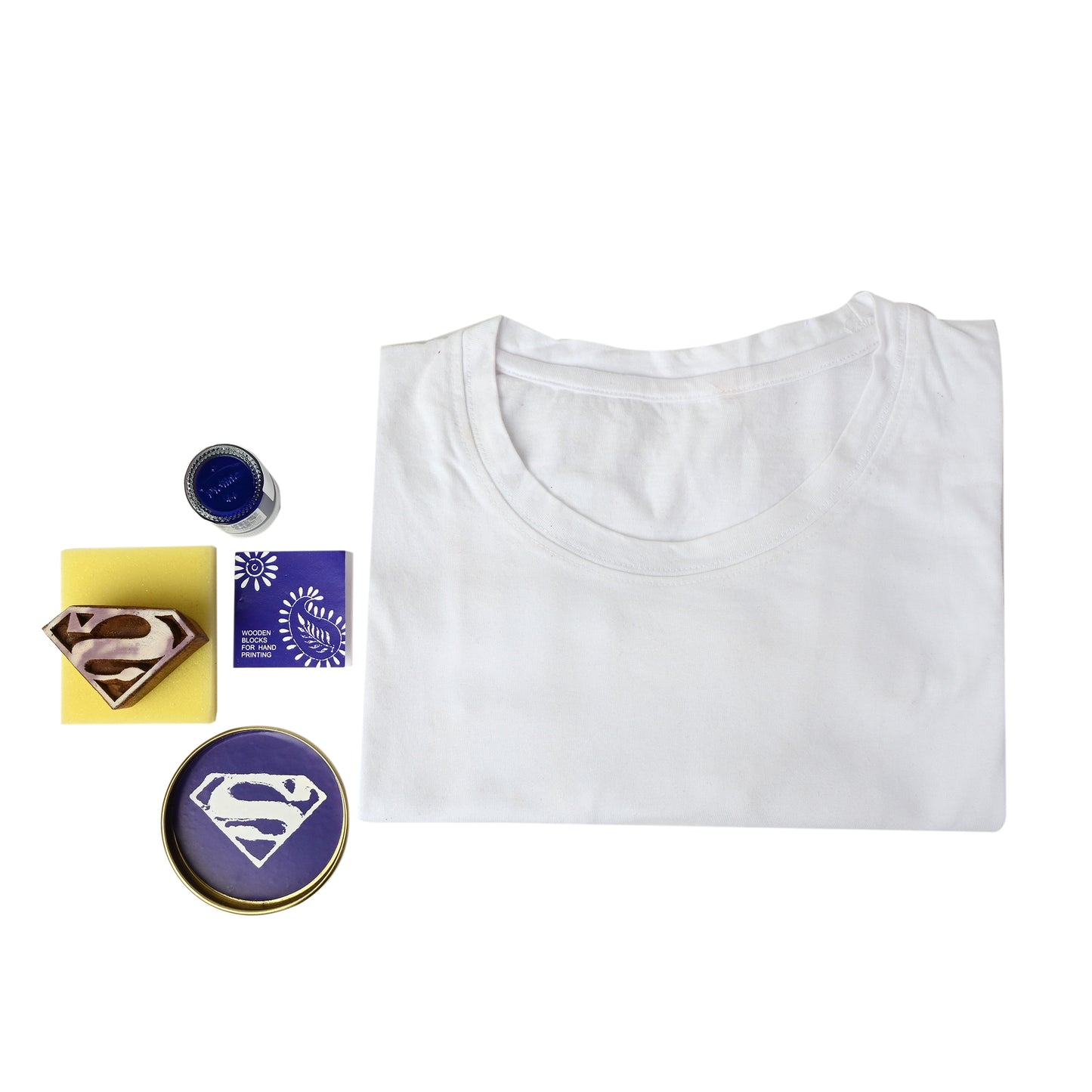 DIY Cotton Tshirt Block Printing kit  Blue Superman