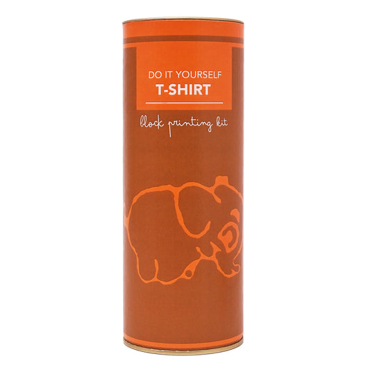 DIY Cotton Tshirt Block Printing kit Orange Elephant