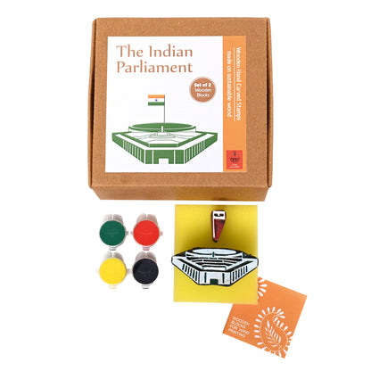 DIY Wooden Block Printing Set New Parliament of India