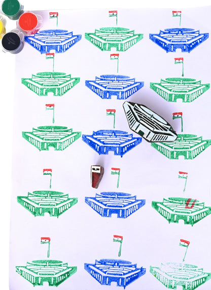 DIY Wooden Block Printing Set New Parliament of India