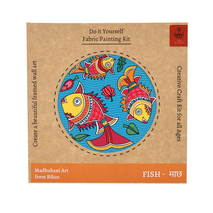DIY Wall Art Fabric Painting kit Madhubani Fish  माच्छ