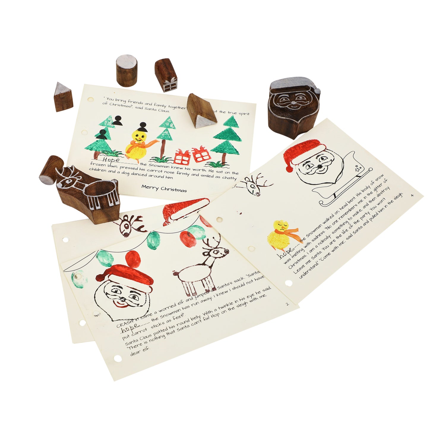 DIY Wooden Block Printing Craft kit Print your own Story book The Snowman