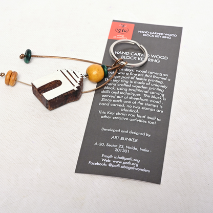 Hand Carved Wooden Keyring India Gate