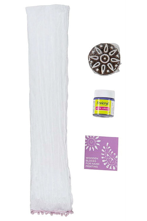 DIY Block print your own dupatta kit Lavender Rangoli
