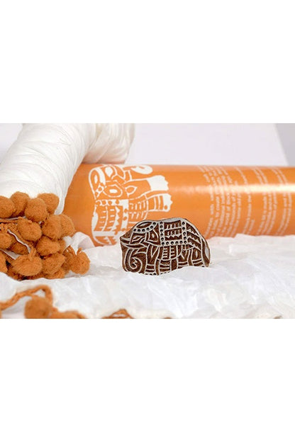 DIY Block print your own Dupatta kit Orange Elephant