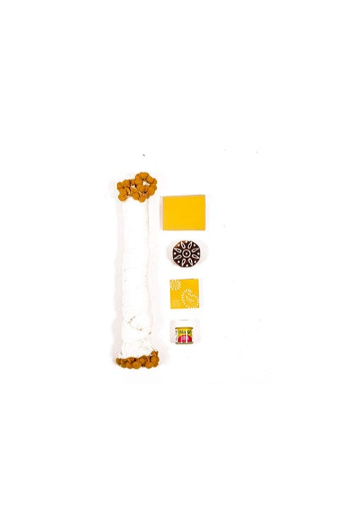 DIY Block print your own Dupatta kit Yellow Butterfly
